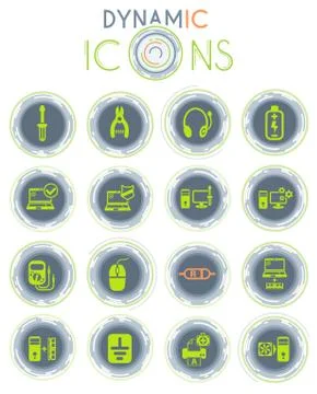 Computer repair dynamic icons Stock Illustration