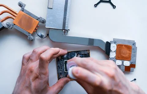 Computer repair hardware technology. Technician electronic pc service from en Stock Photos