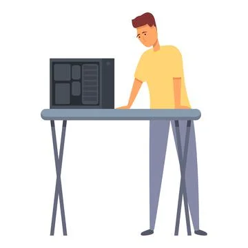 Computer repair icon cartoon vector. Server network Stock Illustration