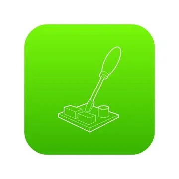 Computer repair icon green vector Stock Illustration