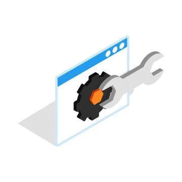 Computer repair icon, isometric 3d style Illustrazione stock
