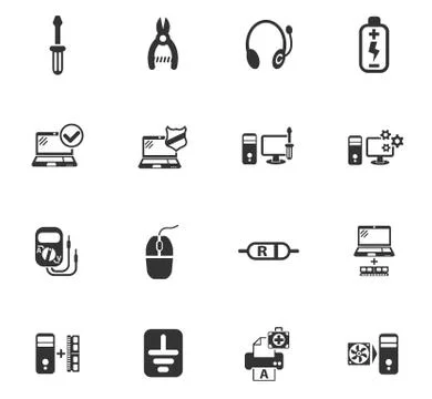 Computer repair icon set Stock Illustration