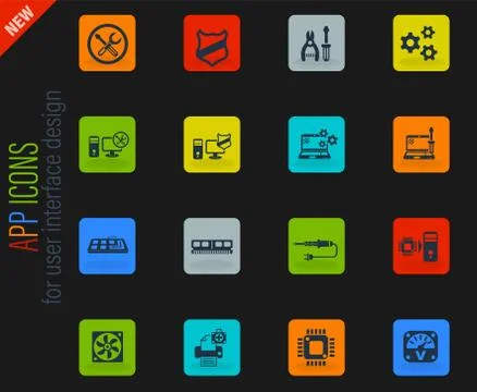 Computer repair icon set Stock Illustration