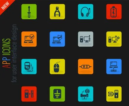 Computer repair icon set Stock Illustration
