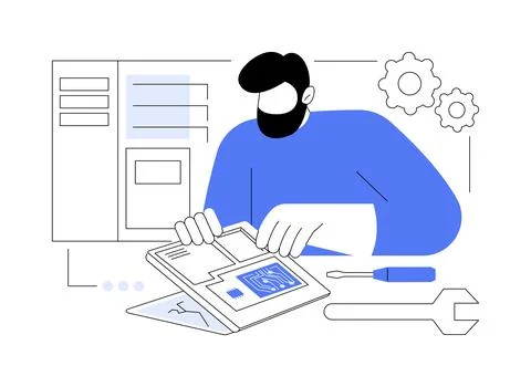 Computer repair isolated cartoon vector illustrations. 스톡 일러스트