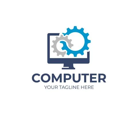 Computer repair logo design. Software development vector design Stock Illustration