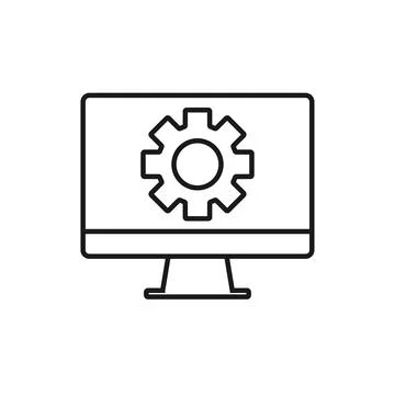 Computer repair logo template. Software development vector design. Desktop .. Stock Illustration