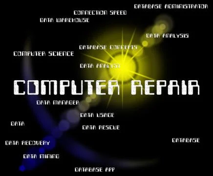 Computer Repair Means Patch Up And Computers Stock Illustration