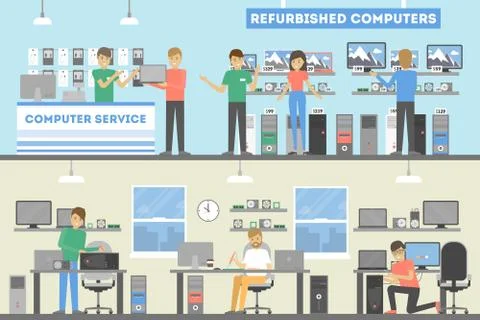 Computer repair service. Stock Illustration