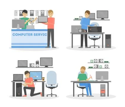 Computer repair service. Stock Illustration