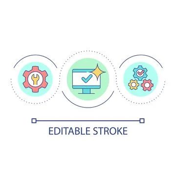 Computer repair service loop concept icon Illustrazione stock