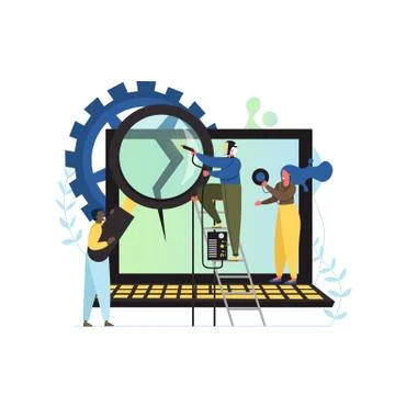 Computer repair service, vector flat style design illustration Stock Illustration