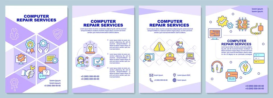 Computer repair services brochure template Stock Illustration