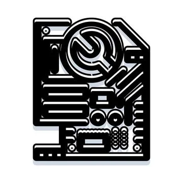 Computer repair technician fixing electronic circuit board Illustrazione stock