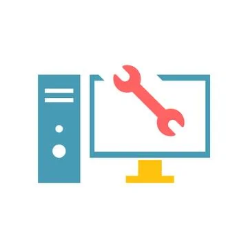 Computer repair vector icon logo design Stock Illustration