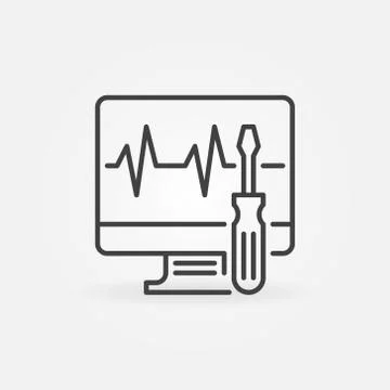 Computer Repair vector outline concept icon Stock Illustration