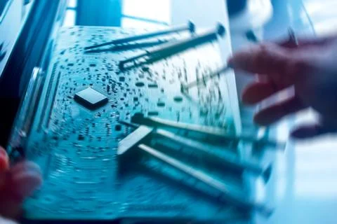 Computer repaired, spin blur concept 스톡 사진