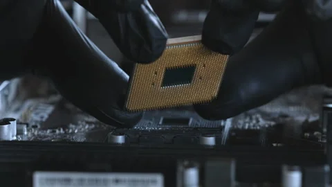 Computer Repairman Holding Pc Processor Stock Footage 329226079