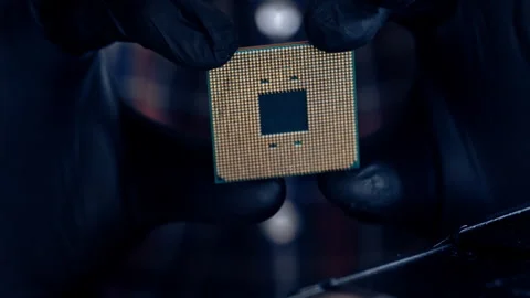 Computer Repairman Holding Pc Processor Stock Footage 336286702