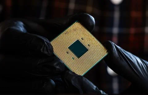 Computer Repairman Holding Pc Processor Stock Photos