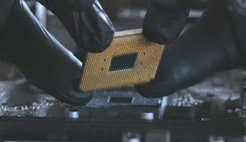 Computer Repairman Holding Pc Processor Stock Photos