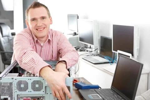 Computer repairman Stock Photos