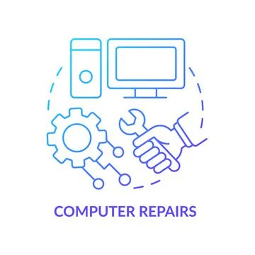 Computer repairs blue gradient concept icon Illustrazione stock
