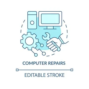 Computer repairs turquoise concept icon Stock Illustration