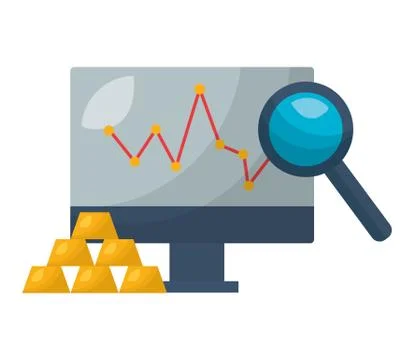 Computer report analysis stock market Illustrazione stock