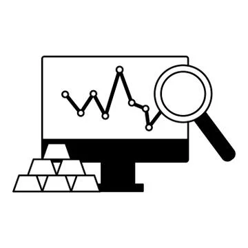 Computer report analysis stock market 스톡 일러스트