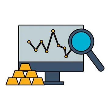 Computer report analysis stock market 스톡 일러스트