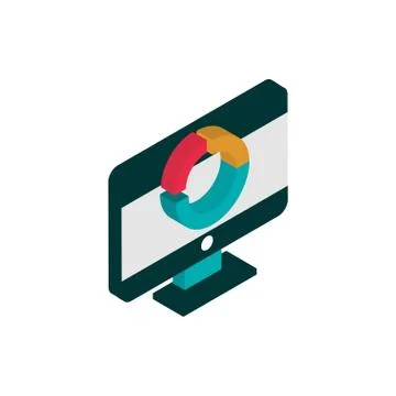 Computer report chart advertising commerce marketing icon isometric Illustrazione stock