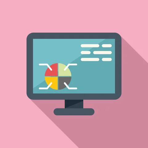 Computer report icon flat vector. Business analysis Stock Illustration