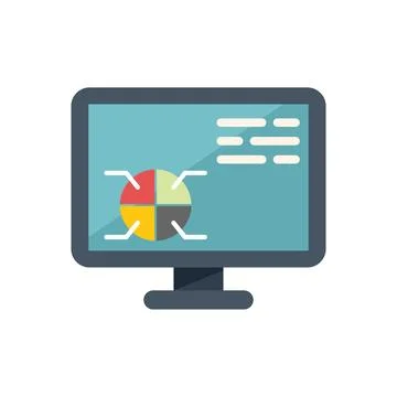 Computer report icon flat vector. Business analysis Illustrazione stock