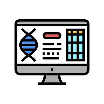 Computer research genetic molecule color icon vector illustration Stock Illustration