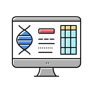 Computer research genetic molecule color icon vector illustration Stock Illustration