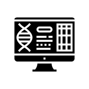 Computer research genetic molecule glyph icon vector illustration Stock Illustration