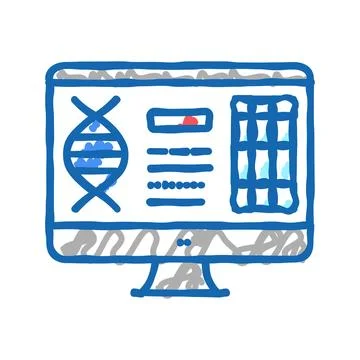 Computer research genetic molecule icon doodle illustration Stock Illustration