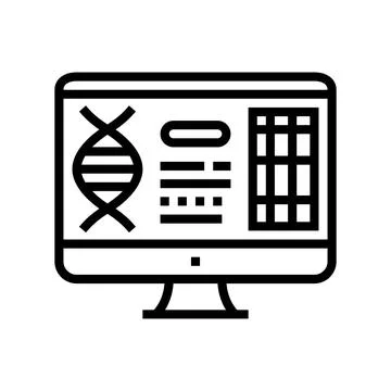 Computer research genetic molecule line icon vector illustration Stock Illustration