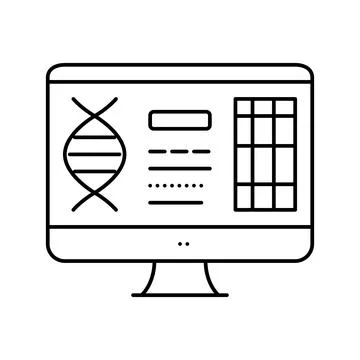 Computer research genetic molecule line icon vector illustration Stock Illustration