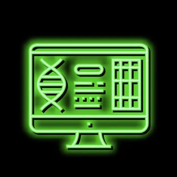 Computer research genetic molecule neon glow icon illustration Stock Illustration