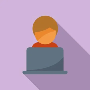 Computer research icon flat vector. Business digital Stock Illustration