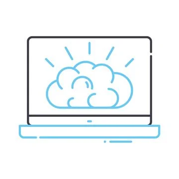 Computer research line icon, outline symbol, vector illustration, concept sign 스톡 일러스트