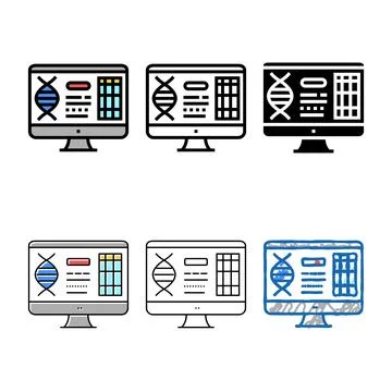 Computer research multistyle genetic molecule color icon vector Stock Illustration