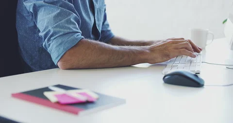 Computer, research or programmer man hands for cybersecurity, app coding or data Video stock 241076543