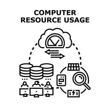 Computer resource usage concept for business analytics Stock Illustration