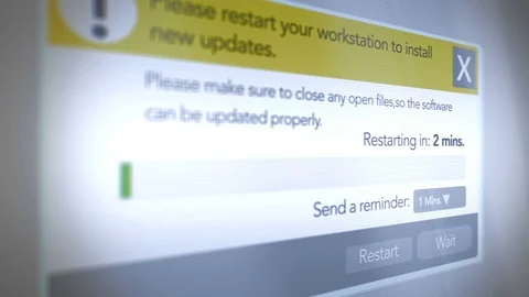 Computer Restart Menu on screen Stock Footage 70996570