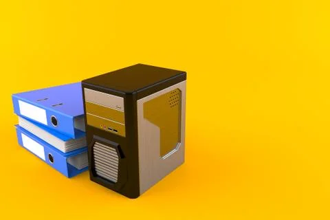 Computer with ring binders Stock Illustration