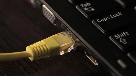 Computer RJ45 LAN connector melted by high temperature in laptop error. Yellow Stock Footage 47781591