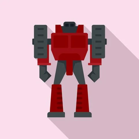 Computer robot transformer icon, flat style Stock Illustration